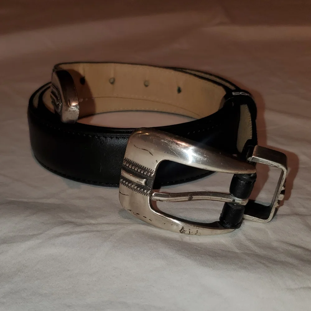 Silpada black leather belt silver